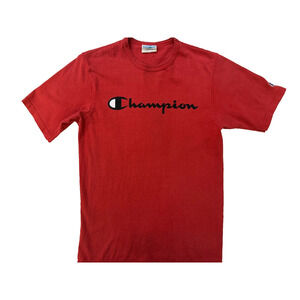 Vintage 90s Champion Shirt Mens SM Red‎ Spell Out Logo Reverse Weave Heavyweight